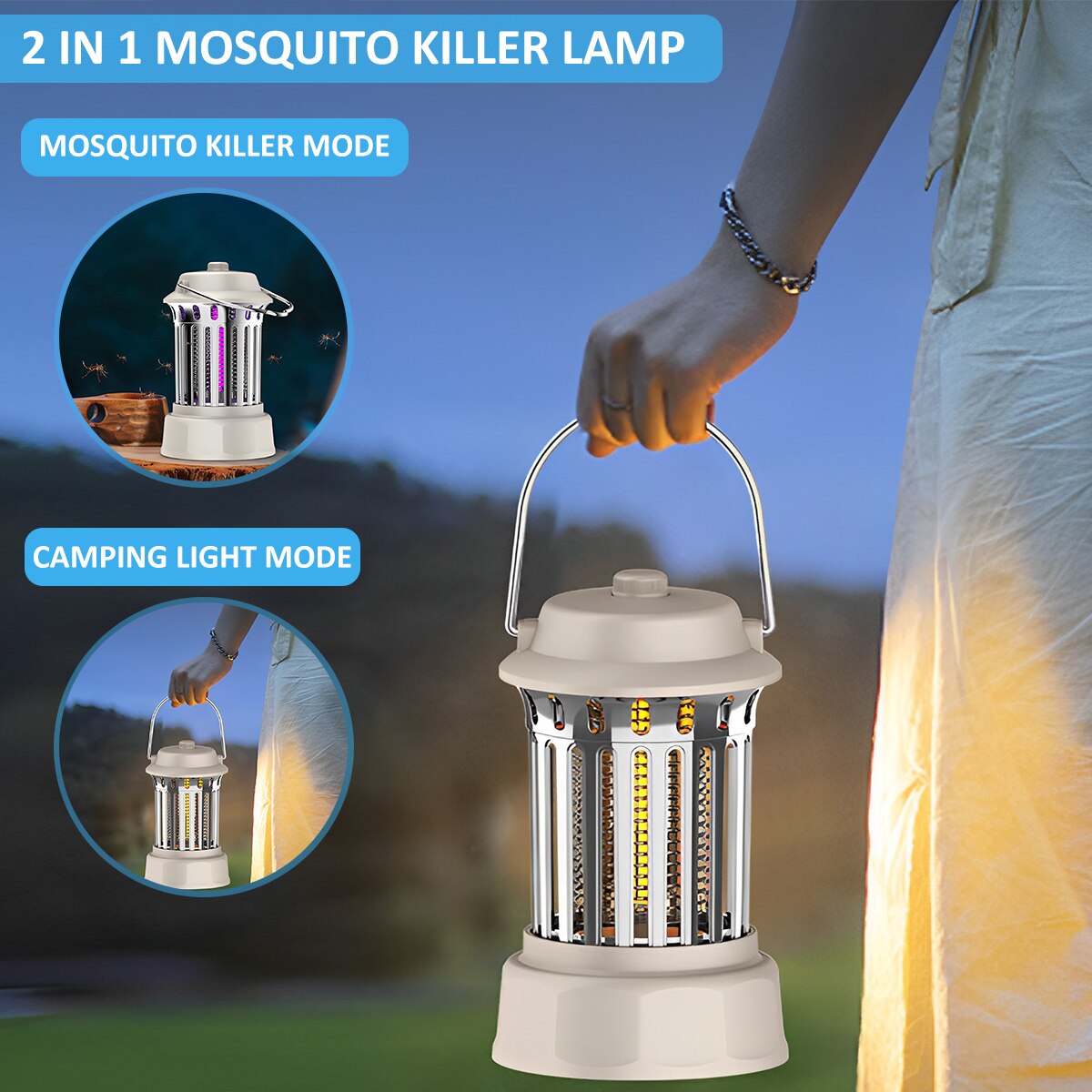 L 전기 모기 킬러 램프 2 In 1 실내/실외 모기 Zapper 캠핑 라이트 휴대용 행잉 가능한 곤충 플라이 캐처 USB